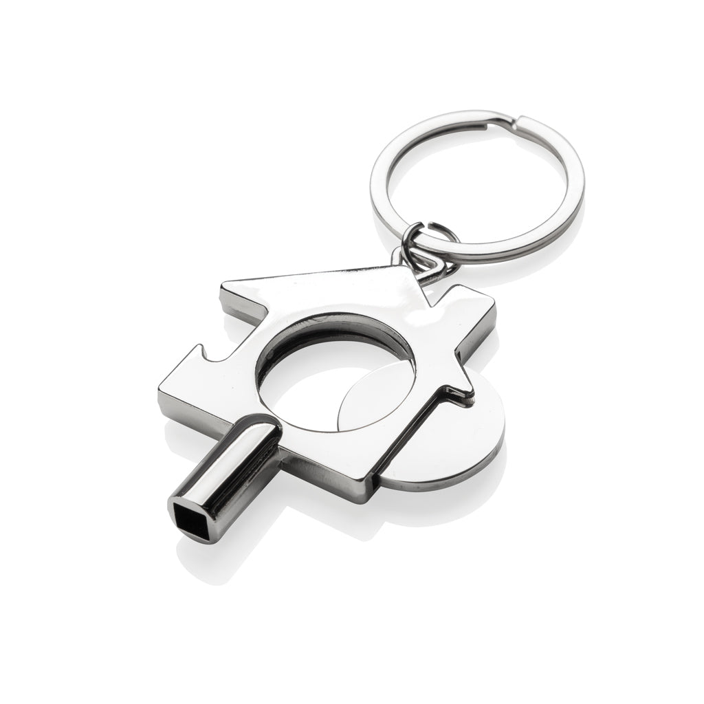 RCS recycled zinc alloy 3 in 1 keychain - Indigo