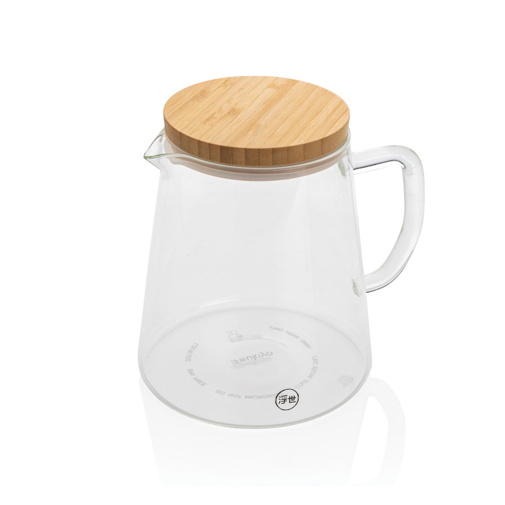 Ukiyo borosilicate glass carafe with bamboo lid 1.2L - Indigo