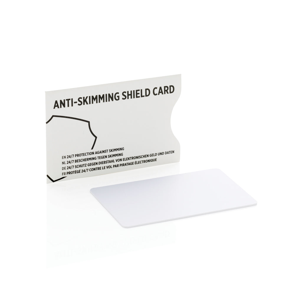 Anti-skimming RFID shield card with active jamming chip - Indigo