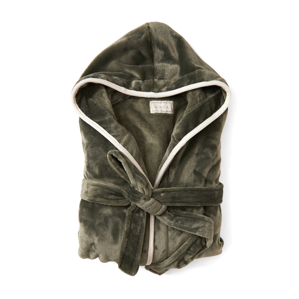 VINGA Louis luxury plush GRS RPET robe size S-M - Green