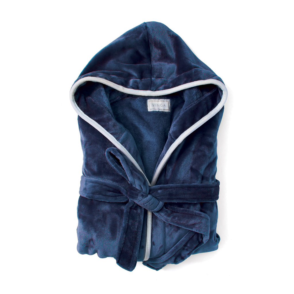 VINGA Louis luxury plush GRS RPET robe size S-M - Navy