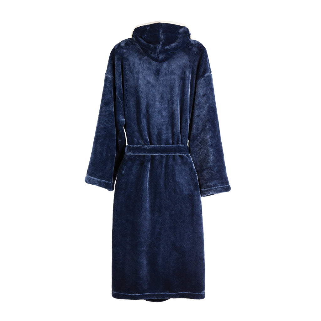 VINGA Louis luxury plush GRS RPET robe size S-M - Navy
