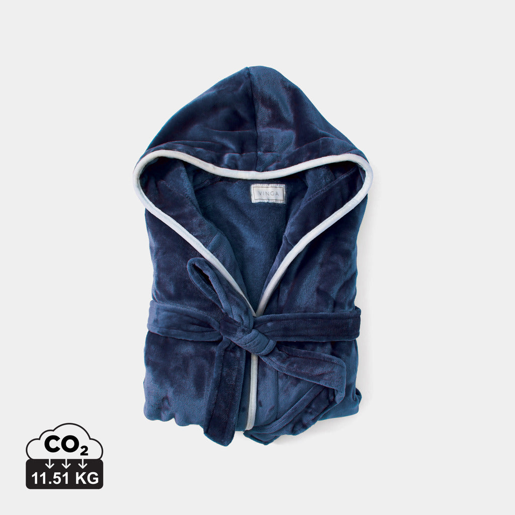 VINGA Louis luxury plush GRS RPET robe size S-M - Navy