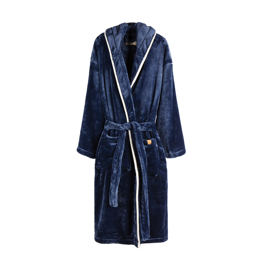 VINGA Louis luxury plush RPET robe size L-XL - Navy