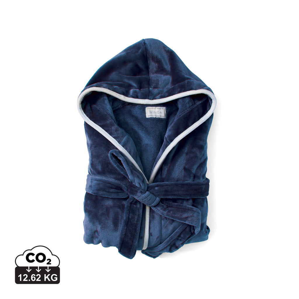 VINGA Louis luxury plush RPET robe size L-XL - Navy