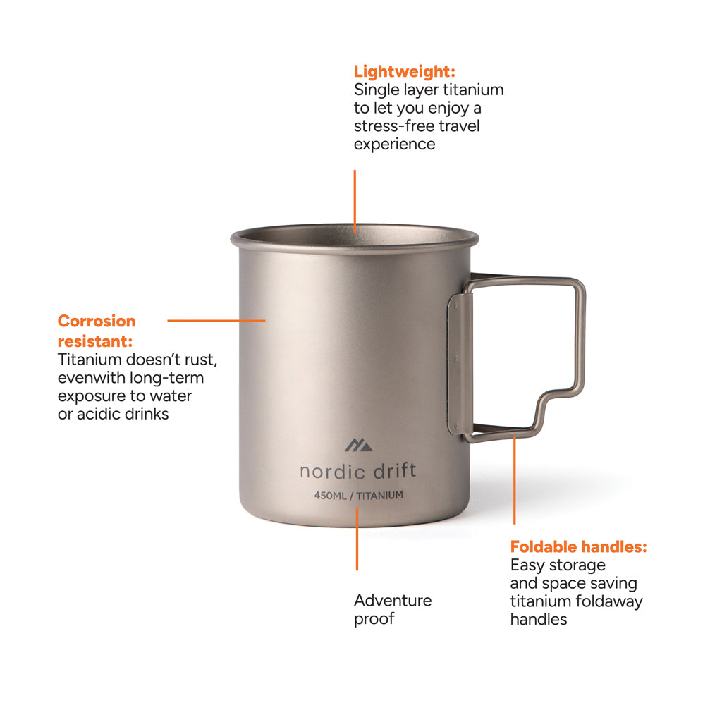 Nordic Drift Trail Ultra Light Titanium 450ml Cup - Silver