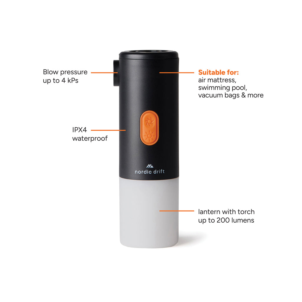Nordic Drift Titan Portable Air pump camping light - Black