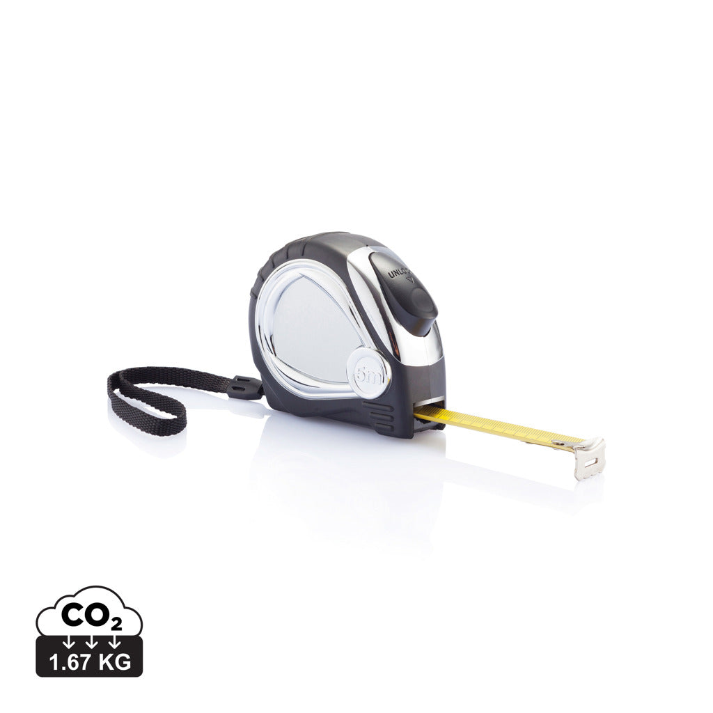 Chrome plated auto stop tape measure - Black