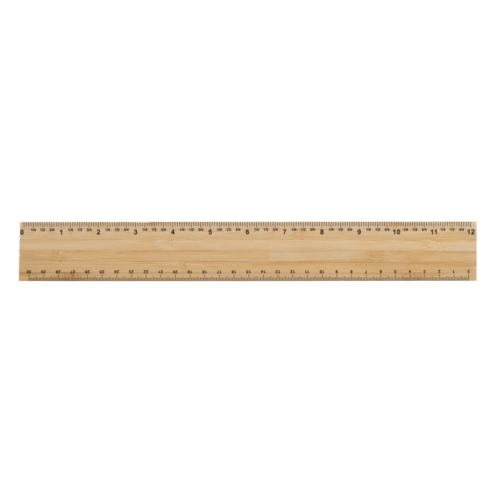 Timberson extra thick 30cm double sided bamboo ruler - Brown