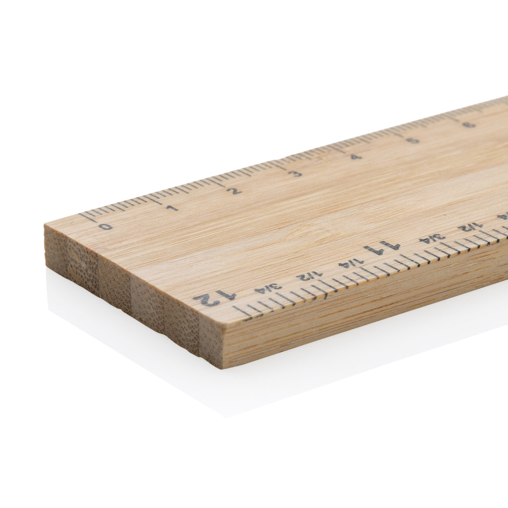 Timberson extra thick 30cm double sided bamboo ruler - Brown