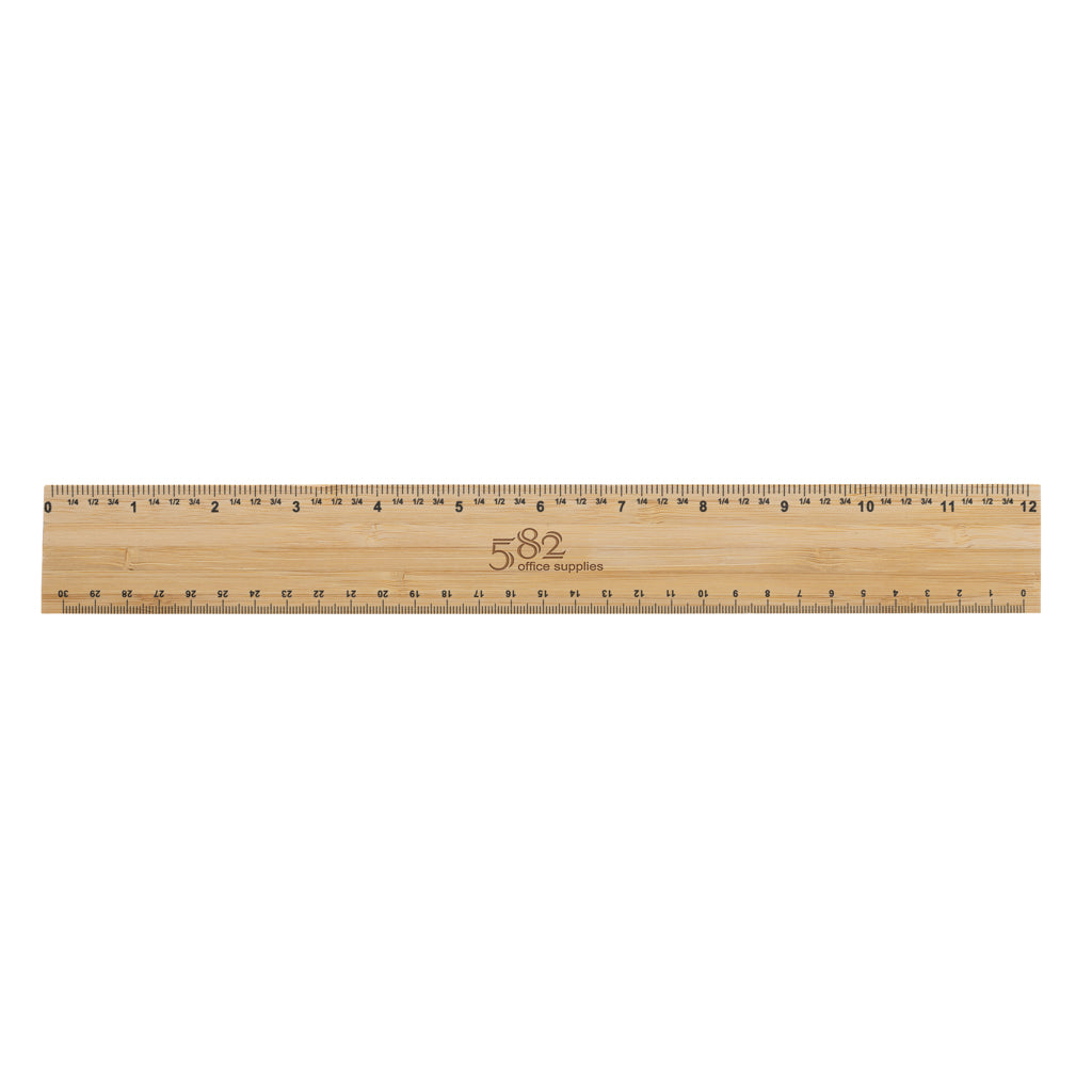 Timberson extra thick 30cm double sided bamboo ruler - Brown