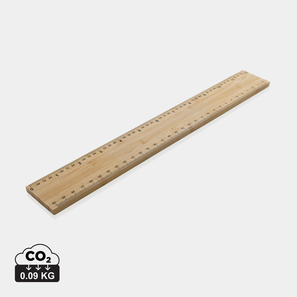 Timberson extra thick 30cm double sided bamboo ruler - Brown