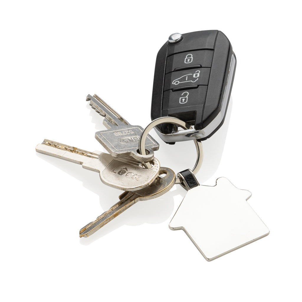 RCS recycled zinc alloy house keyring - Silver