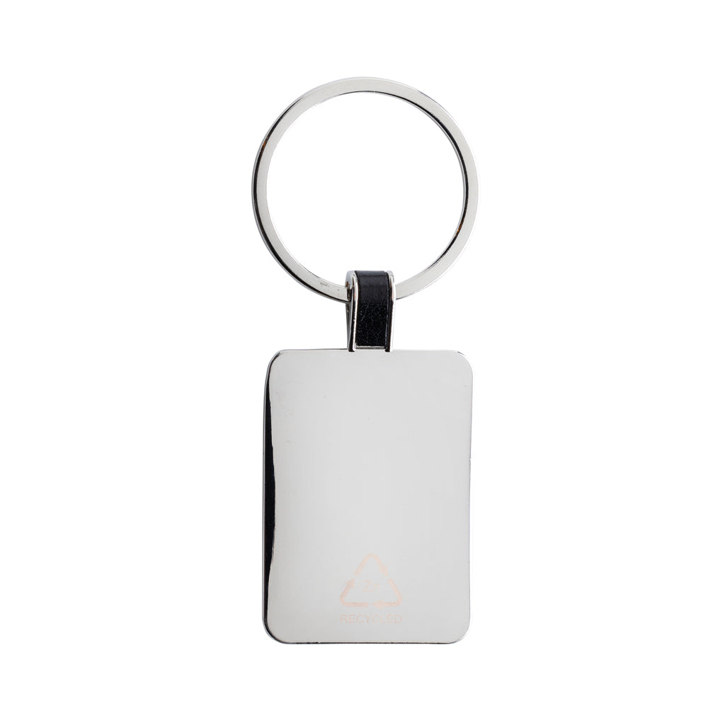 RCS recycled zinc alloy rectangle keyring - Silver