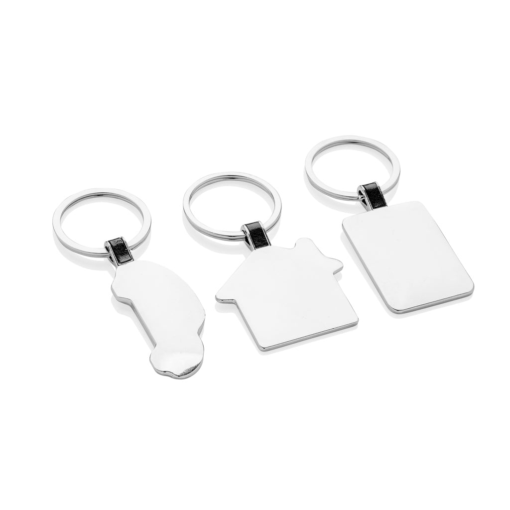 RCS recycled zinc alloy rectangle keyring - Silver