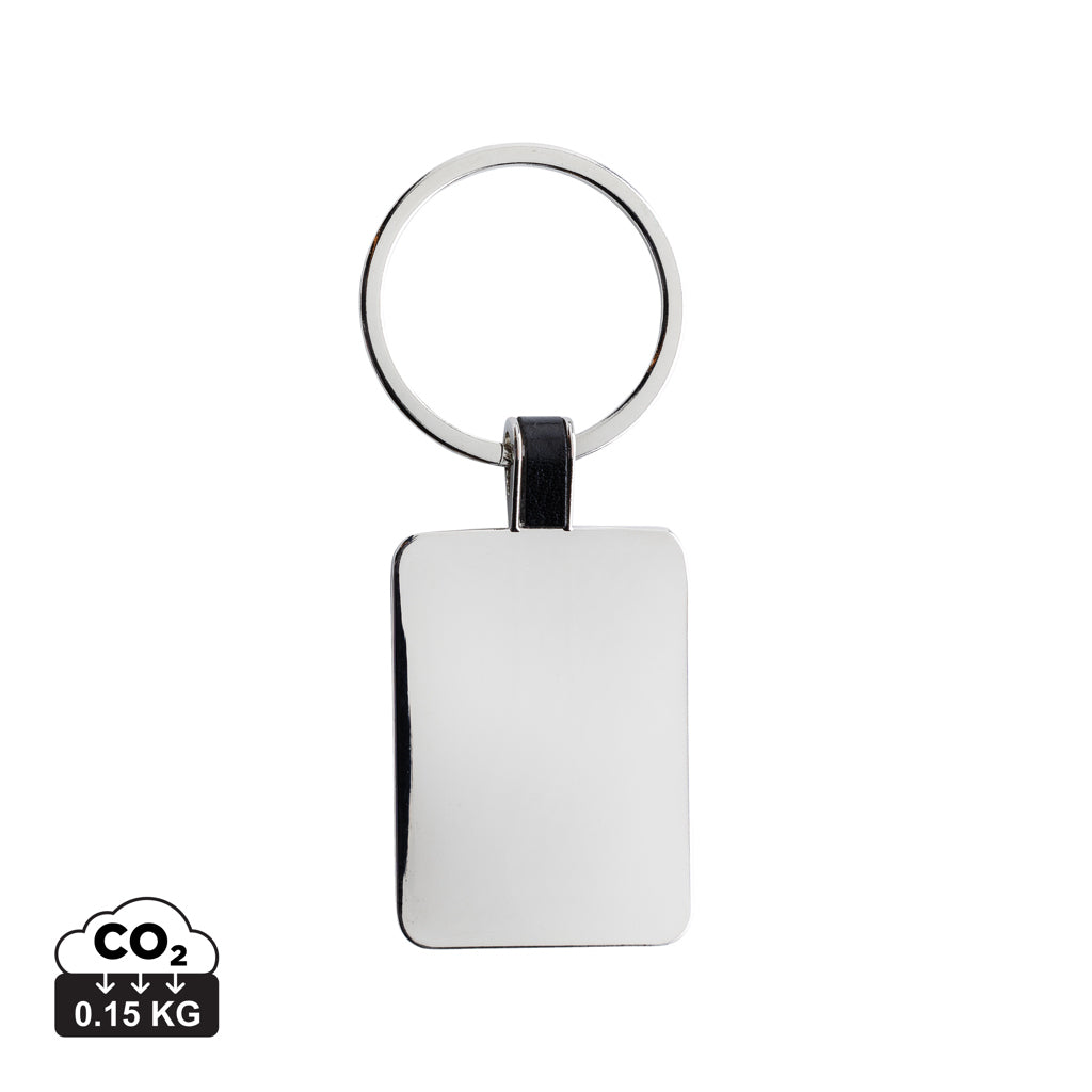RCS recycled zinc alloy rectangle keyring - Silver