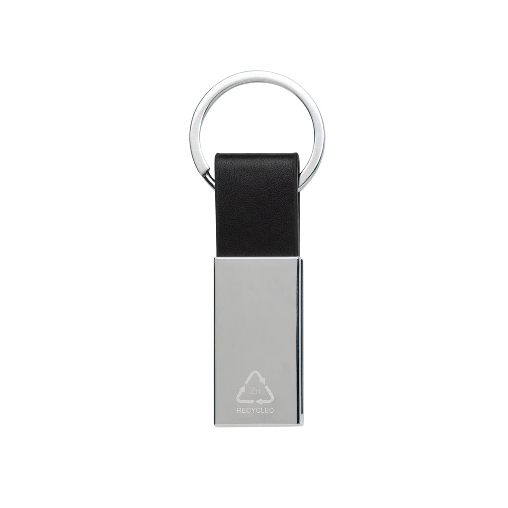 Luxury PU keychain RCS recycled zinc alloy - Black