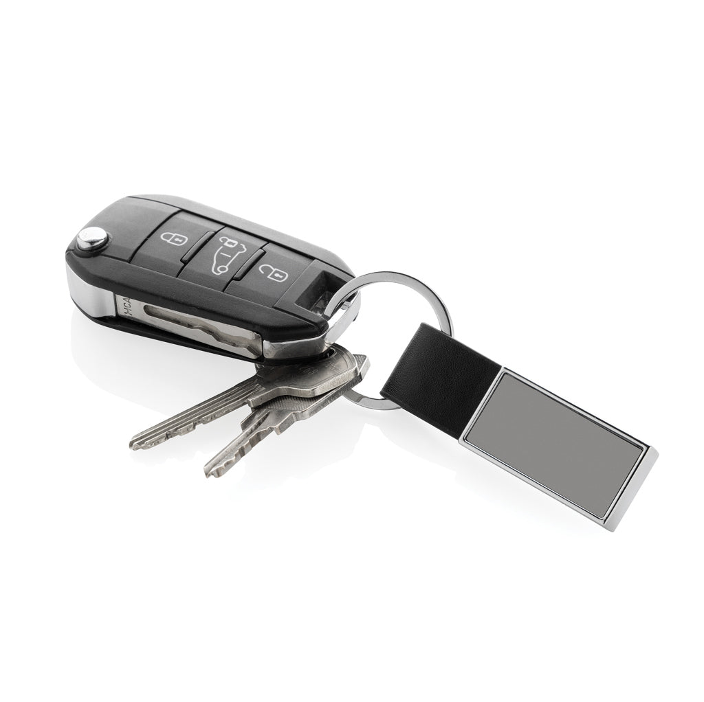 Luxury PU keychain RCS recycled zinc alloy - Black