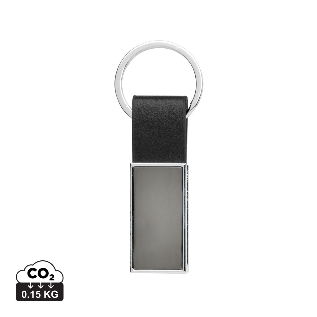 Luxury PU keychain RCS recycled zinc alloy - Black