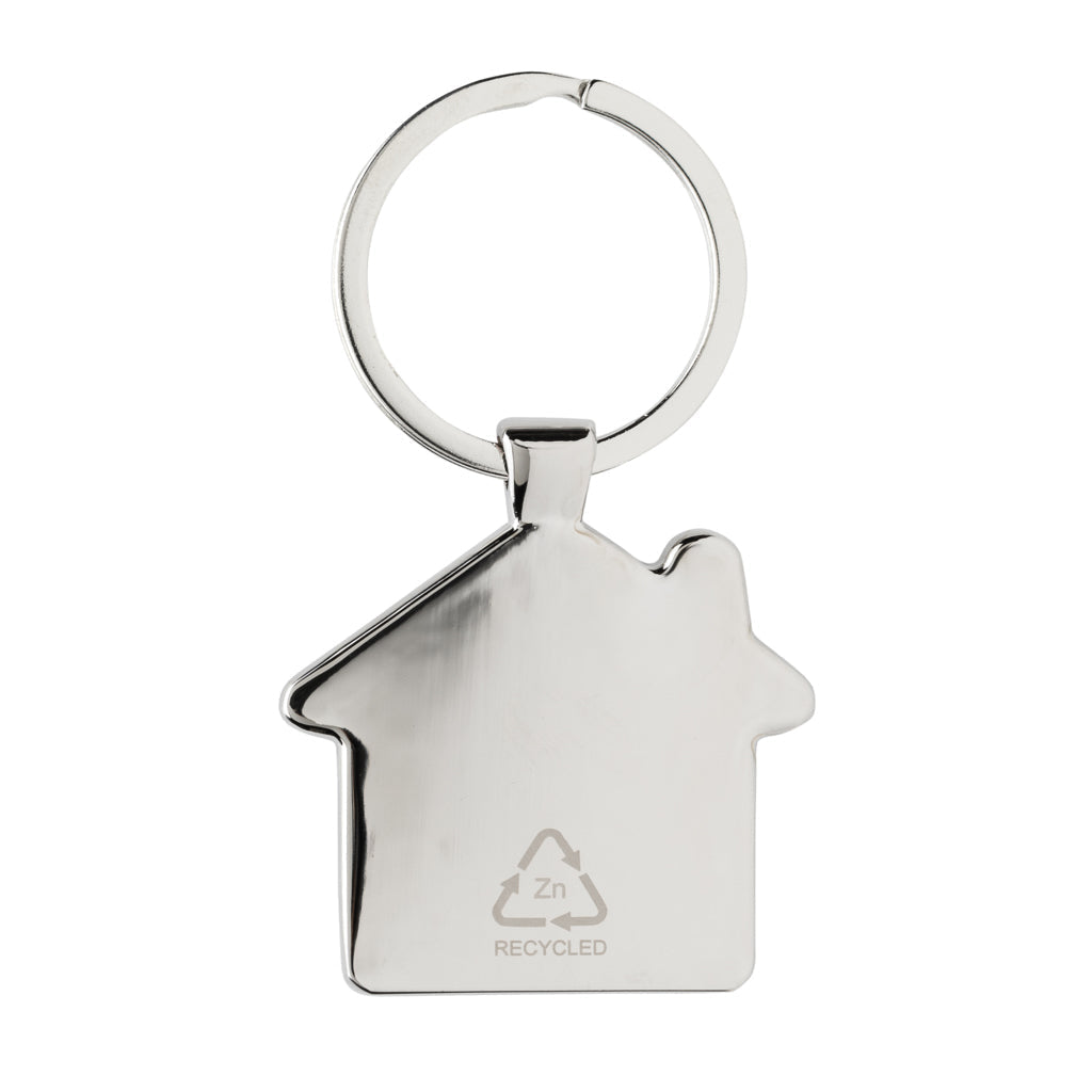 RCS recycled zinc alloy house keychain with bamboo - Silver