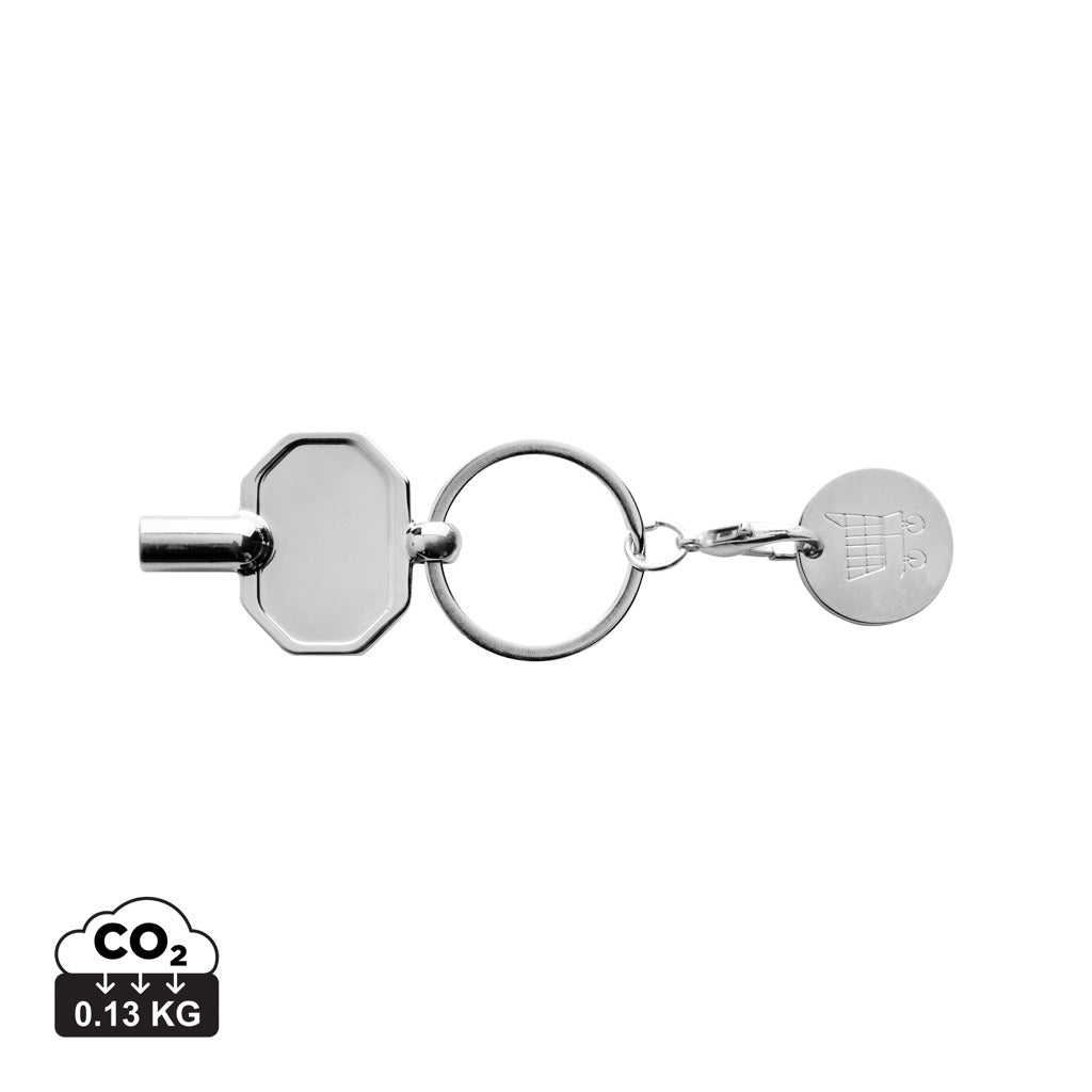 RCS recycled zinc alloy radiator key keychain with coin - Silver
