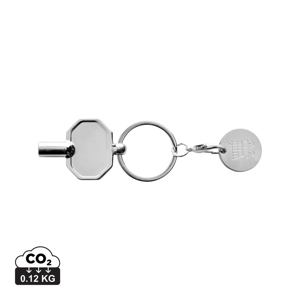 RCS recycled zinc alloy radiator key keychain with coin - Silver