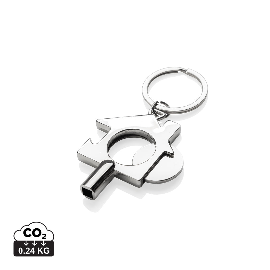 RCS recycled zinc alloy 3 in 1 keychain - Silver