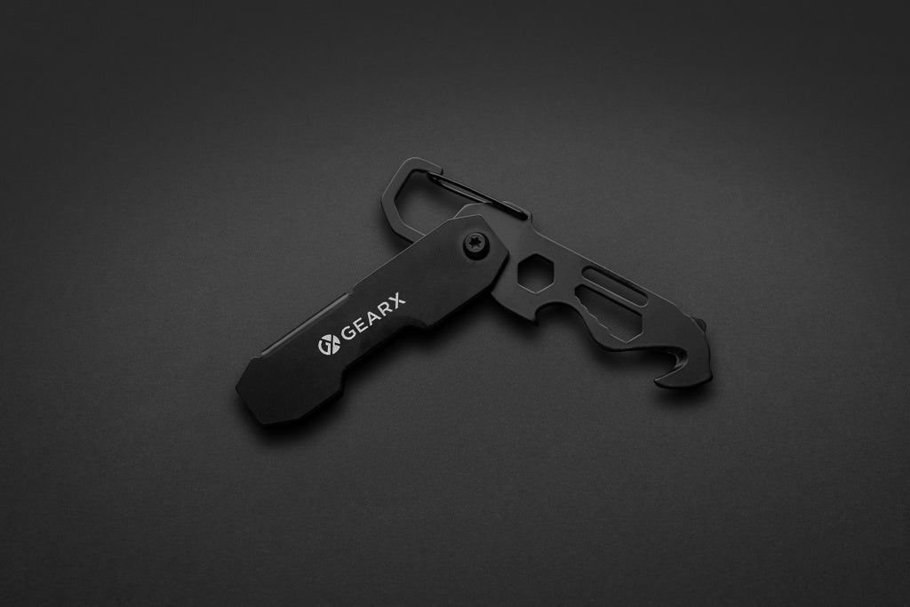 Gear X foldable EDC tool with carabiner and parcel cutter - Black
