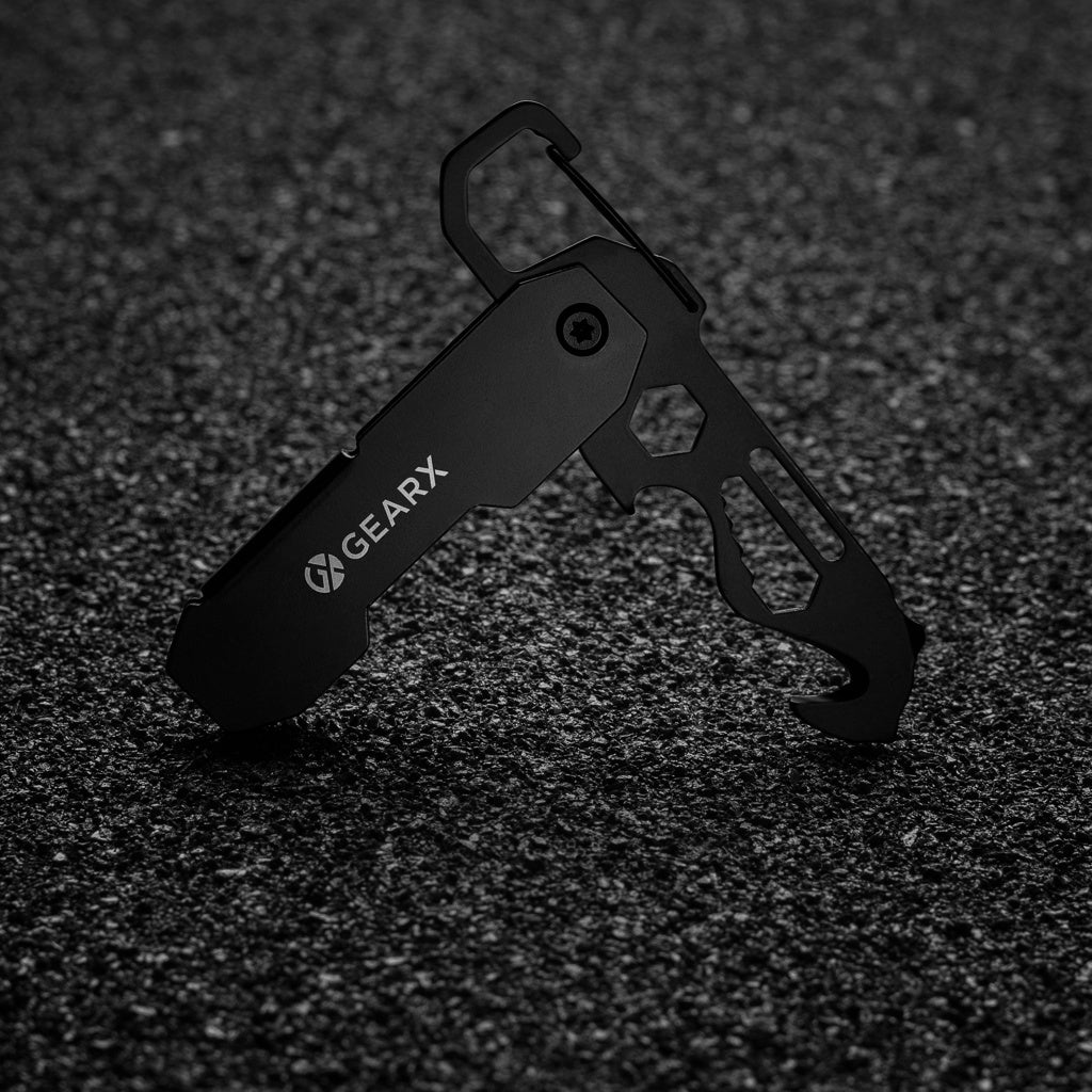 Gear X foldable EDC tool with carabiner and parcel cutter - Black