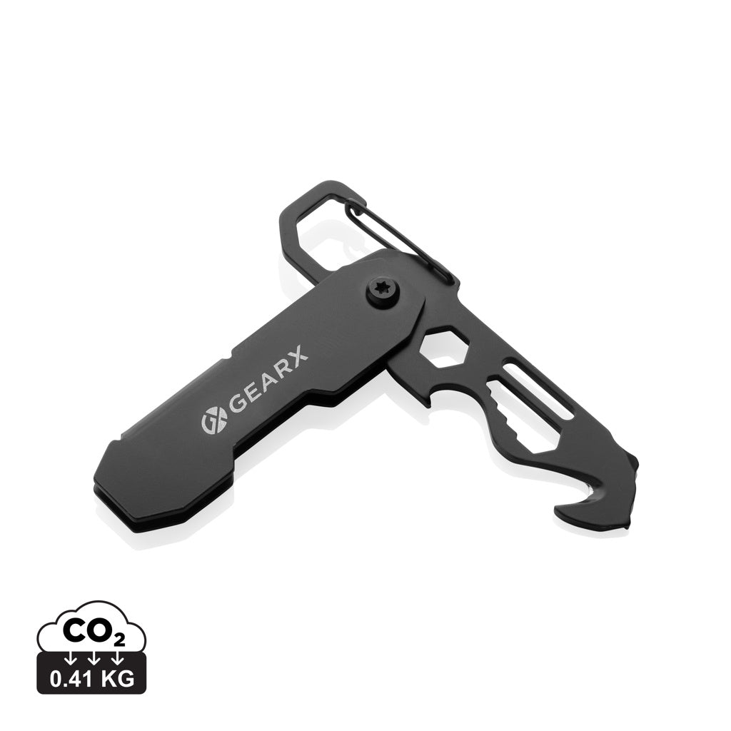 Gear X foldable EDC tool with carabiner and parcel cutter - Black