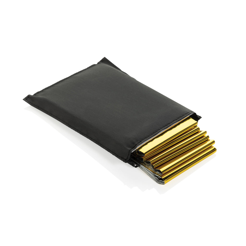 Solra emergency blanket in RCS recycled RPET pouch - Black