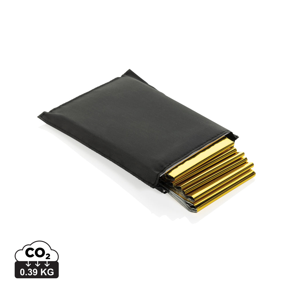 Solra emergency blanket in RCS recycled RPET pouch - Black