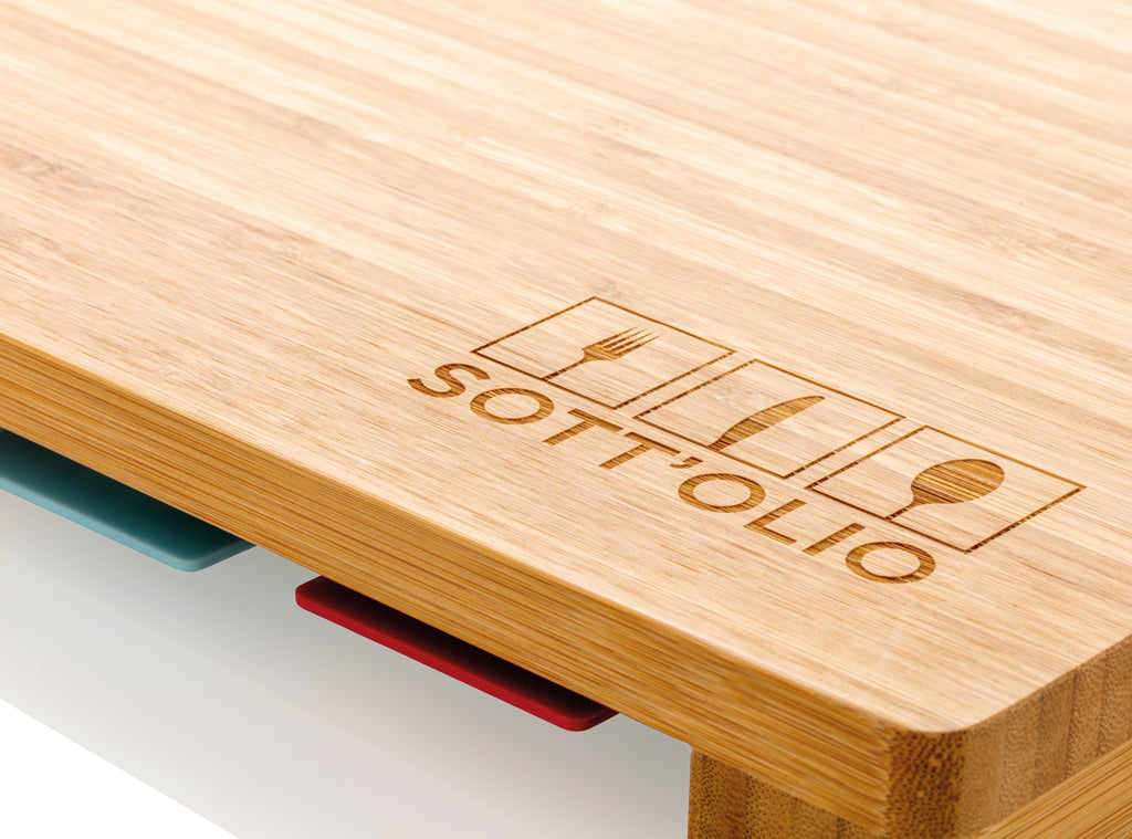 Cutting board with 4pcs hygienic boards - Brown