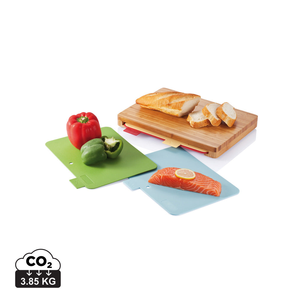 Cutting board with 4pcs hygienic boards - Brown