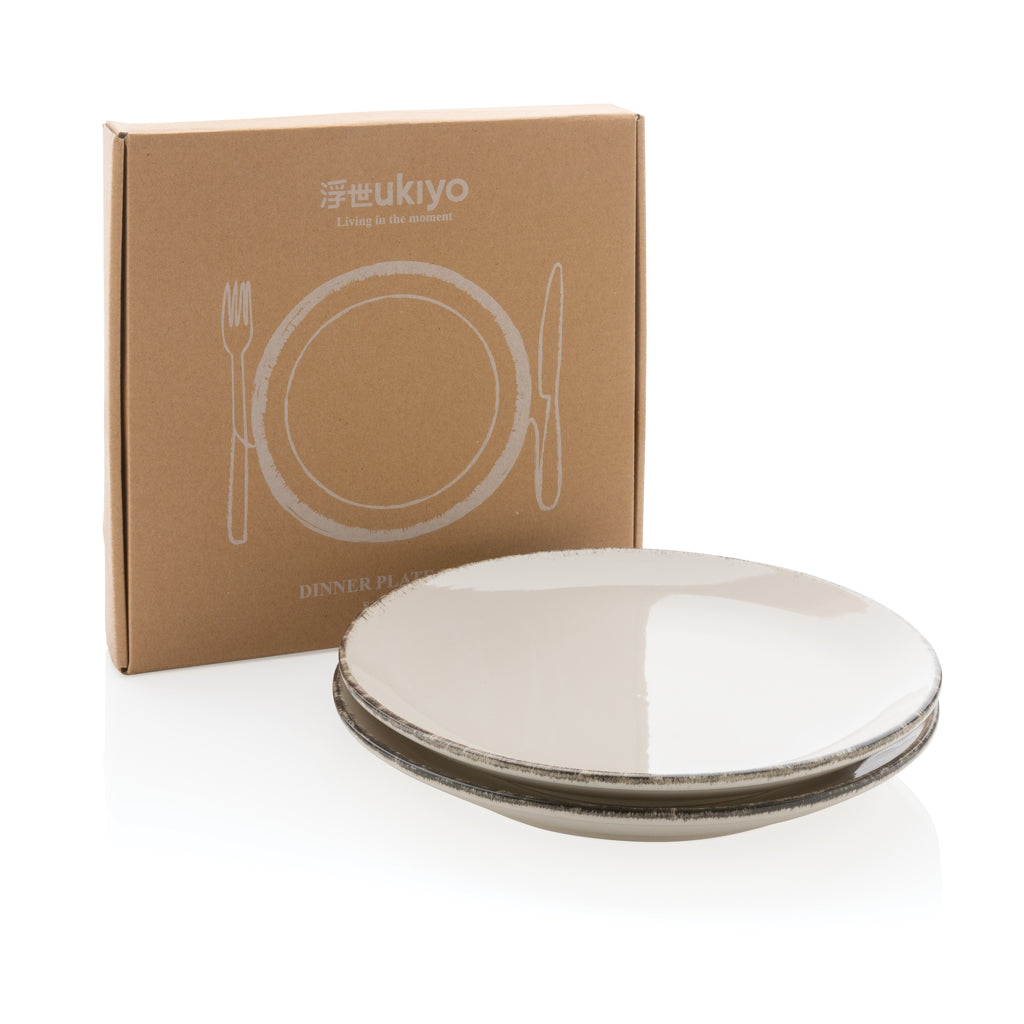 Ukiyo dinner plate set of 2 - White