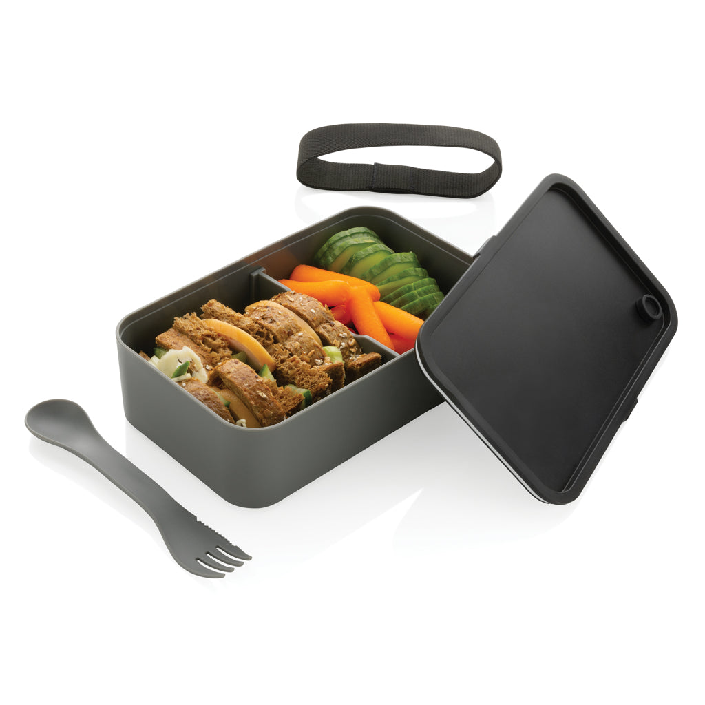 PP lunch box with spork - Grey