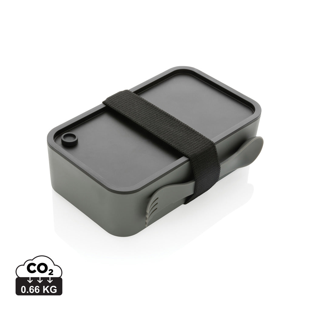 PP lunch box with spork - Grey
