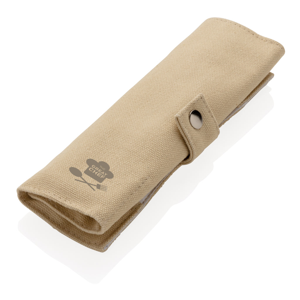 Reusable bamboo travel cutlery set - White