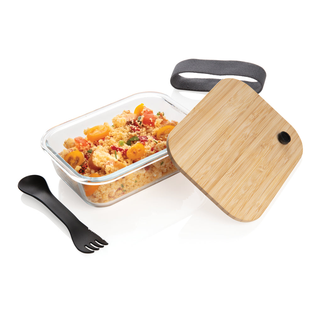 Glass lunchbox with bamboo lid - Transparent