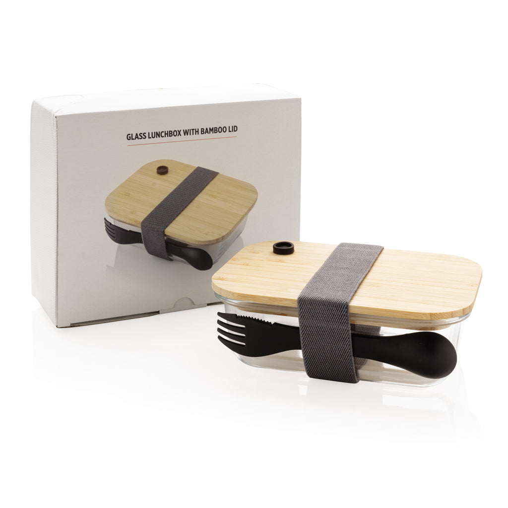 Glass lunchbox with bamboo lid - Transparent