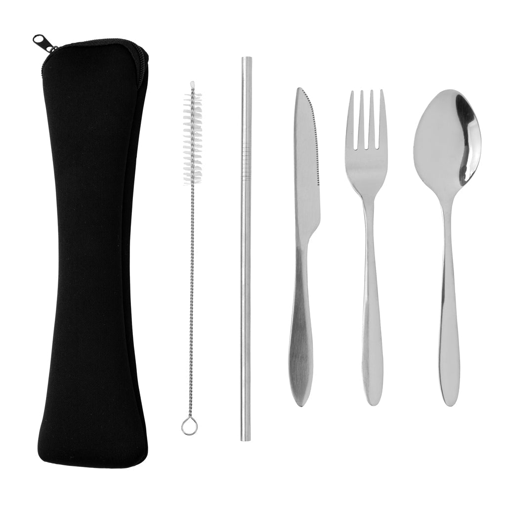 4 PCS stainless steel re-usable cutlery set - Silver