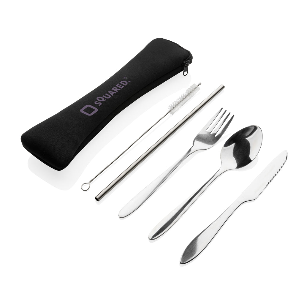 4 PCS stainless steel re-usable cutlery set - Silver