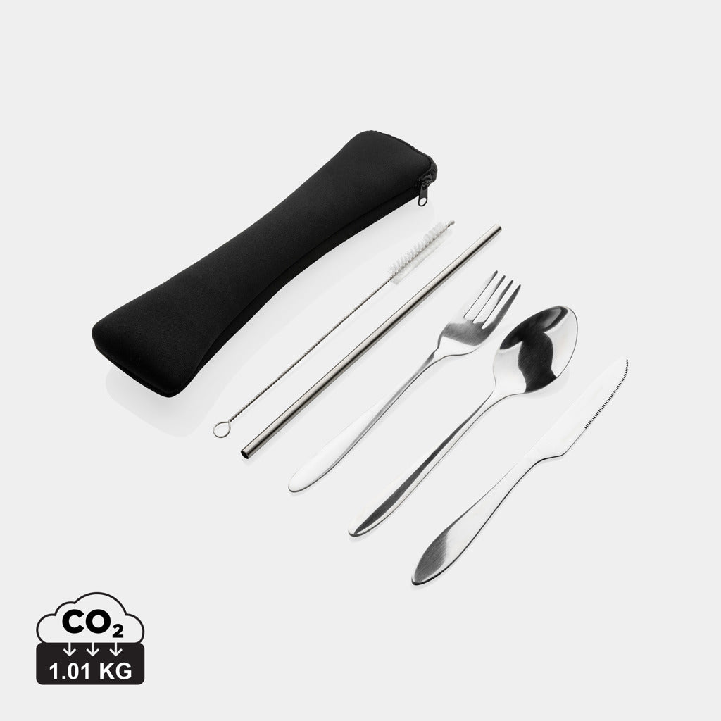 4 PCS stainless steel re-usable cutlery set - Silver