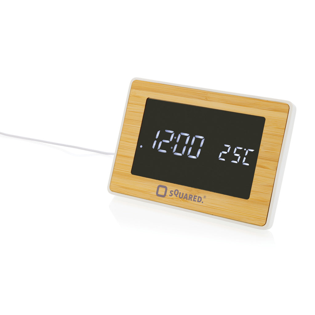 Utah RCS recycled plastic and bamboo LED clock - Brown