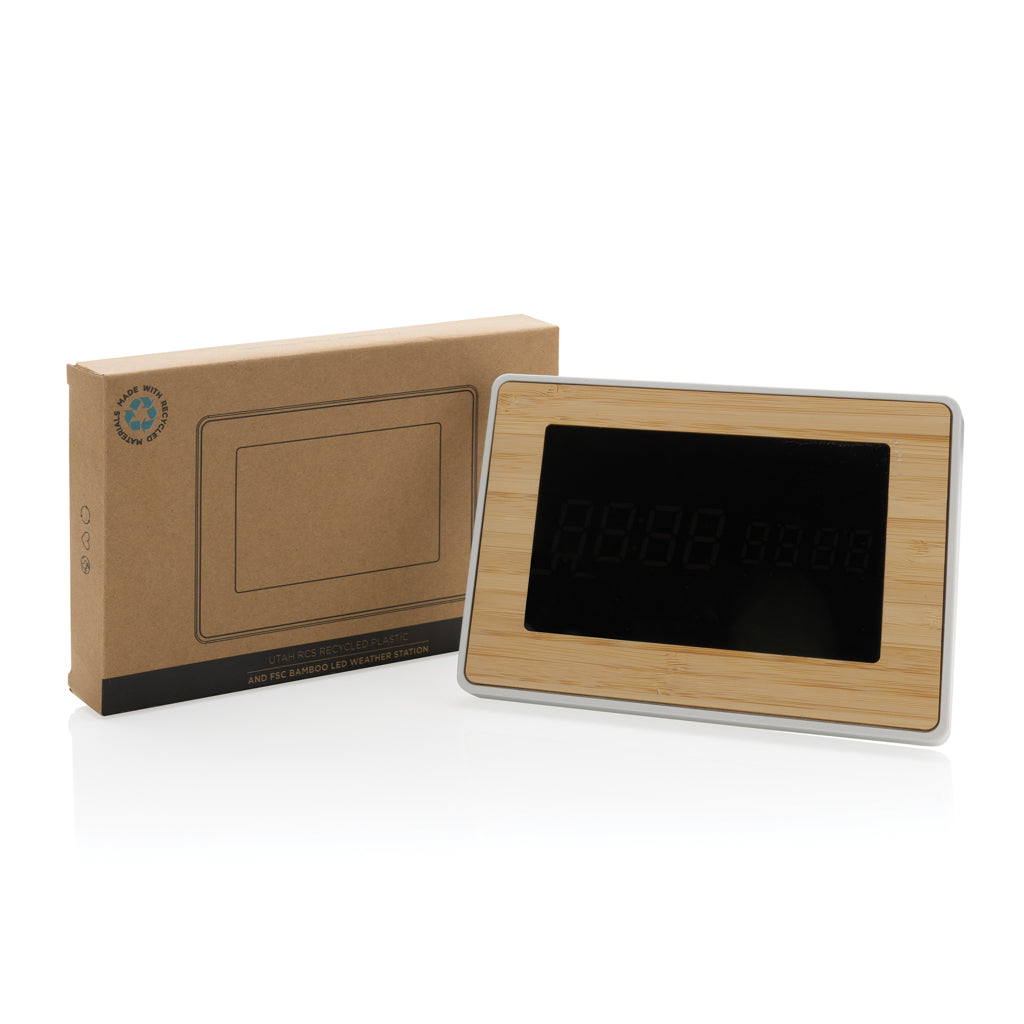 Utah RCS recycled plastic and bamboo LED clock - Brown