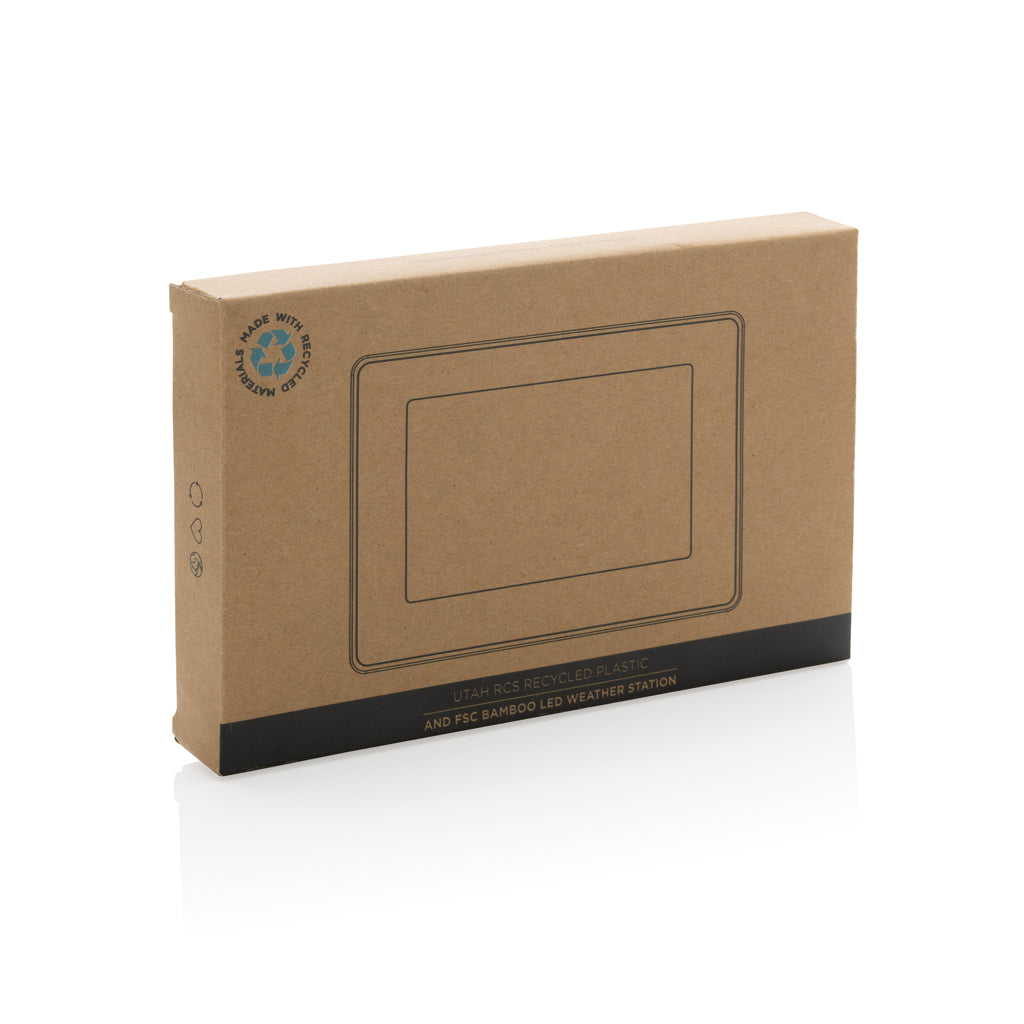 Utah RCS recycled plastic and bamboo LED clock - Brown