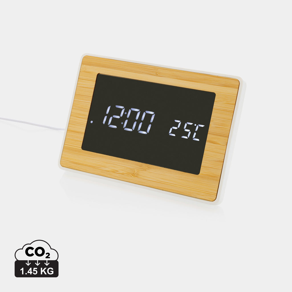 Utah RCS recycled plastic and bamboo LED clock - Brown