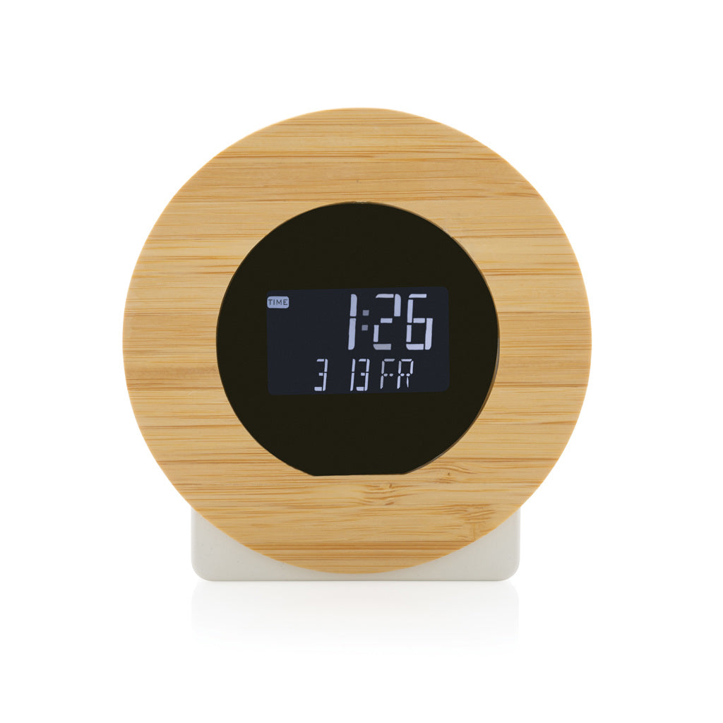 Utah RCS rplastic and bamboo LCD desk clock - Brown
