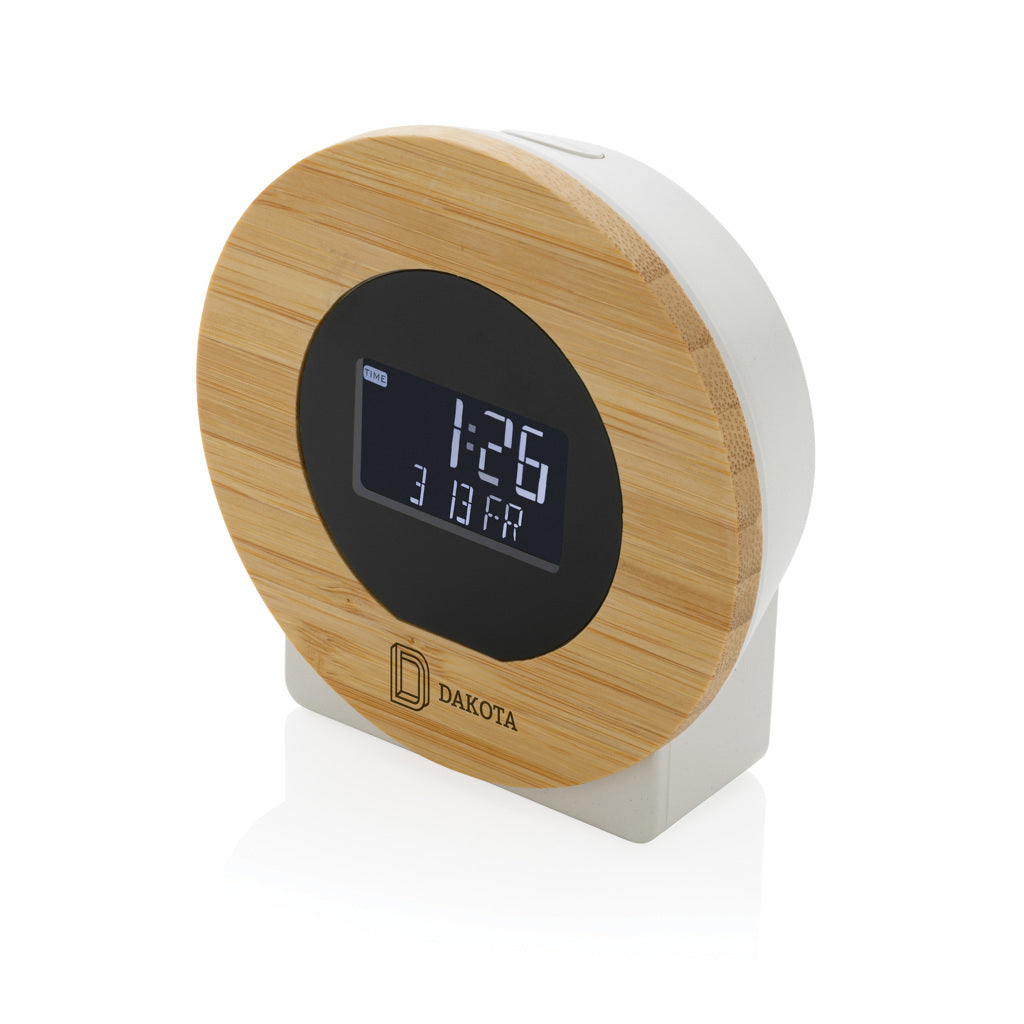 Utah RCS rplastic and bamboo LCD desk clock - Brown