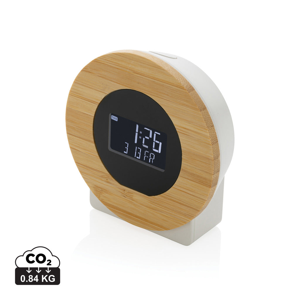 Utah RCS rplastic and bamboo LCD desk clock - Brown